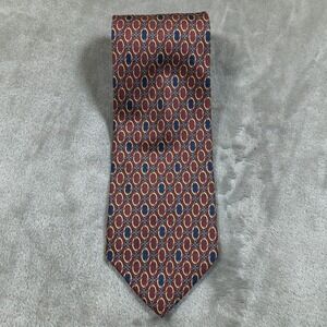 Vintage Christian Dior Monsieur Tie Men 56x3.75 Red Geometric Medallion Silk